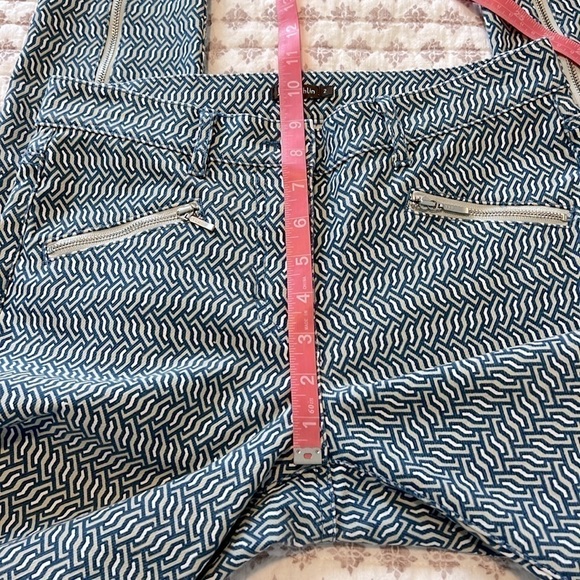 J. McLaughlin Baxter Jean Micro Aegean Link Print Zipper Ankles Navy Blue Size 2 - Picture 10 of 17